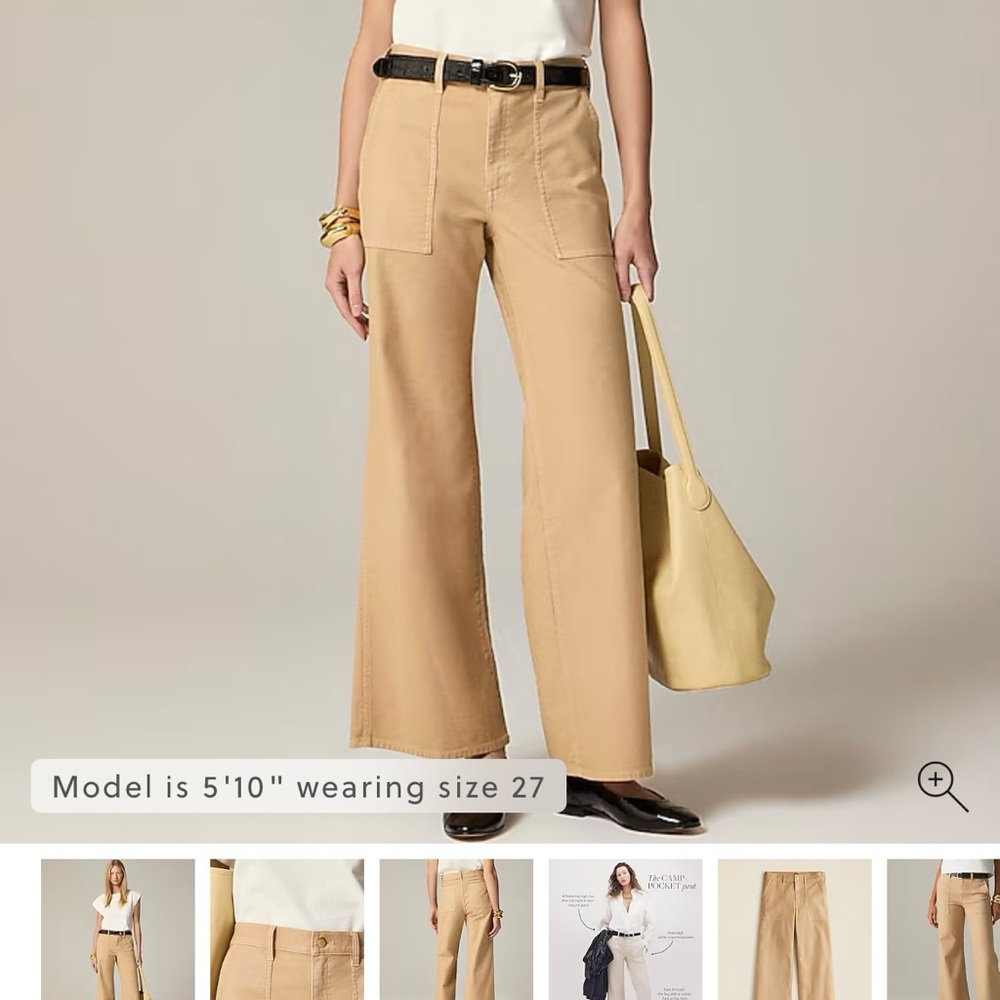 J. Crew Camp-pocket wide-leg pant in sun-kissed khaki- women’s petite size 31